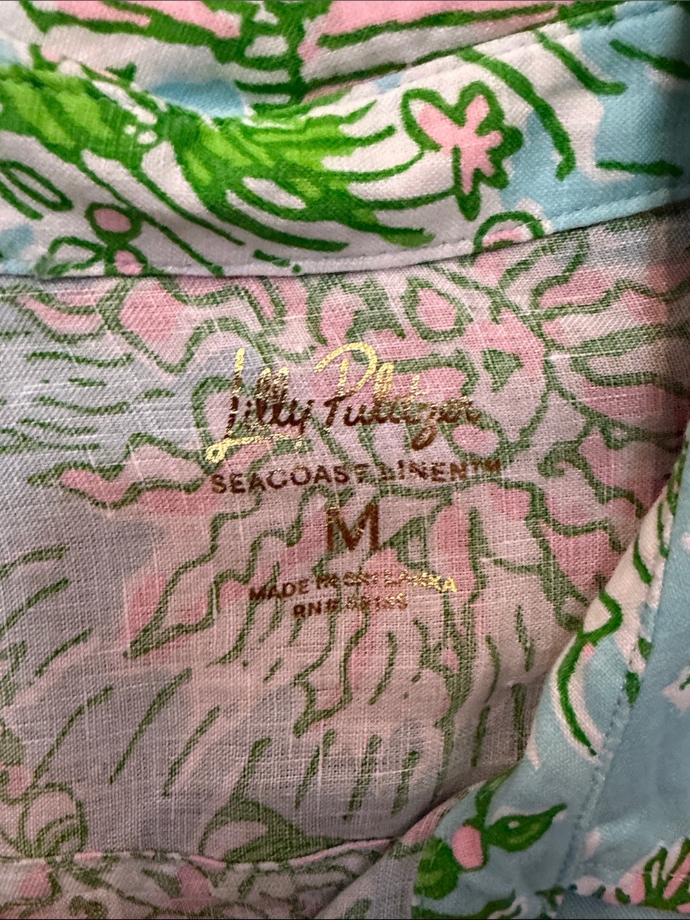 Lilly Pulitzer Blue Green Pink Tropical Print Button-Up Blouse - Picture 2 of 9
